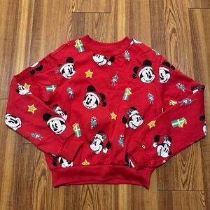NWT H&M Disney Mickey Christmas Holiday Cropped Sweater